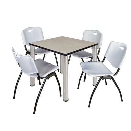 Kee Kee Square Table & Chair Set, Wood, Metal, Plastic Top, Maple TB3030PLBPCM47GY